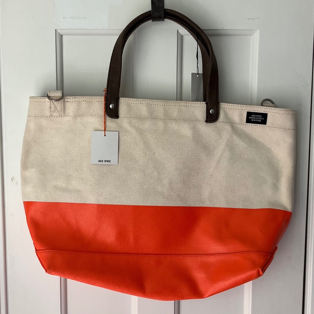 Jack Spade Orange and Cream Boat Tote